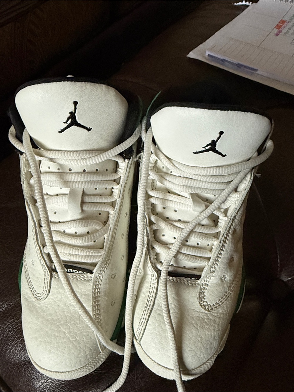 Jordan kids White and Green Athletic Basketball Shoes